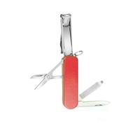 Cortaúñas con llavero 5 en 1 plegable tijeras y lima de acero inoxidable, kit multiusos, herramientas manicura(Red)
