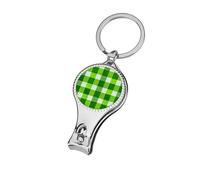 Cortauñas con patrón a cuadros verde hierba y blanco, cortaúñas para los pies, cortador profesional de uñas, cortador de cutículas para mujeres y hombres