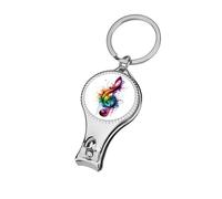 Cortaúñas con patrón de notas musicales de arco iris, cortaúñas profesional para mujeres y hombres