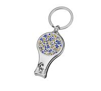 Cortaúñas con patrón metálico, dorado, azul y blanco, cortaúñas para los pies, cortador profesional de uñas, cortador de cutículas para mujeres y hombres