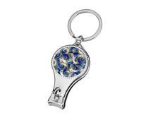 Cortaúñas con patrón metálico, dorado, azul y blanco, cortaúñas profesional para mujeres y hombres