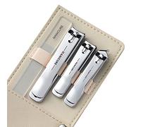 Cortaúñas con recogedor de almacenamiento, juego de cortaúñas a prueba de derrames, cortaúñas profesional de acero inoxidable para personas mayores, uñas gruesas y encarnadas (plateado)