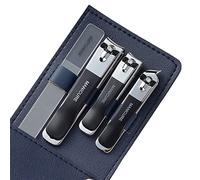 Cortaúñas con recogedor de almacenamiento, juego de cortaúñas a prueba de derrames, cortaúñas profesional de acero inoxidable para personas mayores, uñas gruesas y encarnadas (negro)