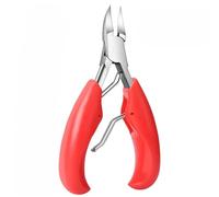 Cortaúñas cóncavo de acero inoxidable de grado profesional para uñas gruesas y encarnadas. Hoja curva afilada para un corte fácil. C663, rojo.