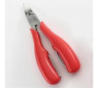 Cortaúñas cóncavo de acero inoxidable de grado profesional para uñas gruesas y encarnadas. Hoja curva afilada para un corte fácil. D80, rojo, 2 piezas.