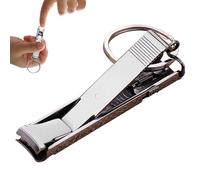 Cortaúñas de acero inoxidable, cortador de ancha plegable, diseño ultra delgado con bloqueo de archivo, perfecto para el aseo de hombres, uñas gruesas, viajes, cuidado personal, oficina, uso