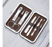 Cortaúñas de acero inoxidable, juego de recorte de cejas, juego de 7 piezas, juego de manicura de uñas, herramientas de corte de uñas, cortaúñas para pies, juego de 7 piezas plateado