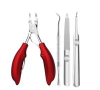 Cortaúñas de acero inoxidable para manicura y pedicura, cortacutículas, color rojo, BH01
