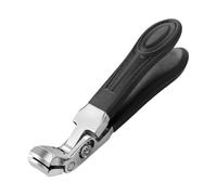 Cortaúñas de mango largo negro texturizado agarre disponible para manicura, cortador de uñas gruesas y duras (rombo)