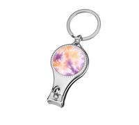 Cortaúñas de teñido anudado naranja pastel y morado pastel, cortaúñas profesional para mujeres y hombres