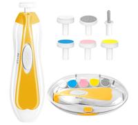 Cortaúñas eléctrico 6 en 1, lima de uñas para bebé, lima de uñas para bebé, kit de aseo para bebés, recién nacidos o adultos (amarillo)