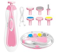 Cortaúñas eléctrico 6 en 1 recargable para bebé, kit de manicura para niños pequeños o adultos (rosa)