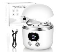 Cortaúñas Eléctrico, Cortaúñas Automático con Lupa de Luz LED, Función de Corte y Pulido Automático + Almacenamiento de Restos de Uñas, 3 Niveles de Velocidad + Indicador (Blanco)