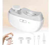 Cortaúñas eléctrico, pulidor de uñas, cortaúñas automático 2 en 1 con luz LED y almacenamiento de restos de uñas, recortador de uñas automático para niños, adultos y personas mayores (blanco)
