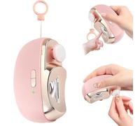 Cortaúñas eléctrico, pulidor de uñas, cortaúñas automático 2 en 1 con luz LED y almacenamiento de restos de uñas, recortador de uñas automático para niños, adultos y personas mayores (rosa)