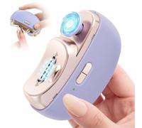 Cortaúñas eléctrico, pulidor de uñas, cortaúñas automático 2 en 1, cortaúñas eléctrico de 2 velocidades con luz LED