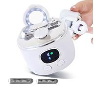 Cortauñas Eléctrico Recargable con Luz LED y Lupa 2,5X - Lima de Uñas Eléctrica 3 en 1, Recogedor de Residuos, 2 Cabezales para Adultos y Personas Mayores (Blanco nube mate)