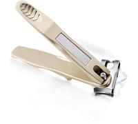 Cortaúñas ergonómico con mango largo giratorio de 360°, cortador de uñas ergonómico para hombres y mujeres, recortador de uñas de acero premium con lima de uñas para personas mayores (dorado)
