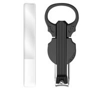 Cortaúñas fuerte | Cortaúñas para hombres con lupa | 2 en 1 forma de violín tijeras de uñas abrebotellas para personas mayores niños manicura viajes hogar