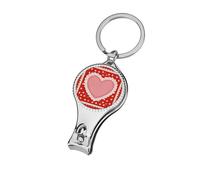 Cortaúñas grande con diseño de corazón rosa sobre rojo con lunares, cortaúñas profesional para mujeres y hombres