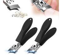 Cortaúñas inclinado antisalpicaduras con apertura de mandíbula ancha, cortaúñas inclinadas para uñas encarnadas, cortaúñas curvadas para uñas gruesas, cortaúñas inclinadas para el hogar (negro, 2