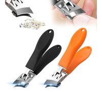 Cortaúñas inclinado antisalpicaduras con apertura de mandíbula ancha, cortaúñas inclinadas para uñas encarnadas, cortaúñas curvadas para uñas gruesas, cortaúñas inclinadas para el hogar (negro +