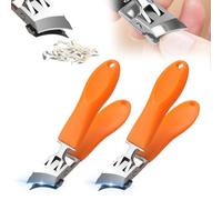 Cortaúñas inclinado antisalpicaduras con apertura de mandíbula ancha, cortaúñas inclinadas para uñas encarnadas, cortaúñas curvadas para uñas gruesas, cortaúñas inclinadas para el hogar (naranja, 2