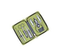 Cortaúñas Juego de manicura Juego de cortaúñas Juego de manicura de pedicura profesional Herramienta de cuidado de belleza de acero inoxidable Juego de belleza con estuche de cuero PU verde Unisex (Co