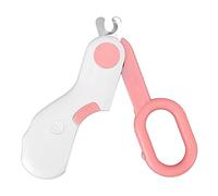 Cortaúñas para gatos, profesional, con luz LED, para gatos, gatitos, cachorros, conejos, hámster, mango ABS de acero inoxidable de primera calidad, hoja afilada, agarre (Rosa)