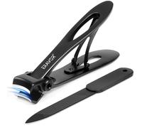 Cortaúñas para hombres y mujeres - Cortaúñas de acero de primera calidad para uñas gruesas, mango largo, apertura de mandíbula ancha, bloqueo de seguridad, ultra afilado con recogedor, ideal para