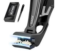 Cortaúñas para hombres y mujeres - Cortaúñas de cabeza en ángulo mejorado para hombres con amplia apertura de mandíbula, cortador de uñas afilado y resistente, acero de primera calidad con recogedor