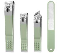 Cortaúñas para hombres y mujeres, juego de 4 cortaúñas de alta calidad, cortaúñas de dedos, cortaúñas ultra afilado, cortador de uñas, cortaúñas para adultos, verde