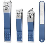 Cortaúñas para hombres y mujeres, juego de 4 cortaúñas de alta calidad, cortaúñas de dedos, cortaúñas ultra afilado, cortador de uñas, cortaúñas para adultos, azul