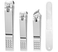 Cortaúñas para hombres y mujeres, juego de 4 cortaúñas de alta calidad, cortaúñas de dedos, cortaúñas ultra afilado, cortador de uñas, cortaúñas para adultos, plateado