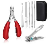 Cortaúñas profesional para uñas de los pies, cortaúñas para uñas encarnadas gruesas, para hombres y personas mayores, cortaúñas para pedicura, herramientas para uñas, juego rojo, C
