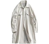 Cortavientos De Solapa De Color Sólido De Oficina Informal De Negocios Para Hombres Primavera Y Otoño Ligero Botón De Manga Larga Versátil Chaqueta De Longitud Media (Beige,XXL)