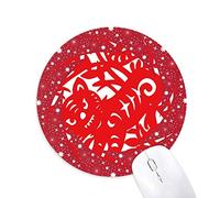 Corte de Papel de China Tiger Animal del Zodiaco Wheel Mouse Pad de Goma roja Redonda