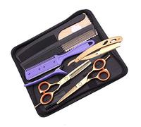 Corte De Pelo Tijeras Adelgazamiento Tijeras Set Peluquero Profesional De Pelo Del Salón De Filo De La Navaja De Tijera Japoneses De Acero Inoxidable L73536,Oro,6 inch