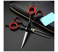 Corte de Pelo Tijeras Set Profesional tijeras de peluquería adelgazamiento debido a sus hojas humanizado Diseño suplemento de goma en los bucles para un uso cómodo,6 INCH