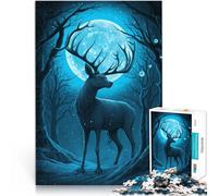 Corte de precisión Ciervos luz de Luna Vintage Puzzle de 1000 Piezas para Adultos 38x52cm Decoración hogar Apto para Mayores de 14 años.