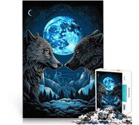 Corte de precisión Lobo luz de Luna Vintage Rompecabezas de 1000 Piezas para Adolescentes 38x52cm Juego de desafío único Apto para Mayores de 14 años.