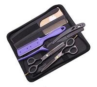 Corte Del Pelo Tijeras Set, Corte De Pelo Profesional Tijeras Kit Con Tijeras Del Corte, Tijeras De Reducción, Peine, Pinzas Para El Peluquero, Salón De Belleza, Inicio,Negro,6 inch