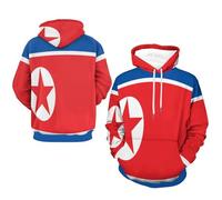Corte Holgado Unisex【Sudadera Con Capucha】Estampado De Corea Del Norte Banderas Chaqueta Deportiva Para Casa Exteriores Impermeable Caliente Grandes Bolsillos Práctica Versátil Exterior Casual Cómoda