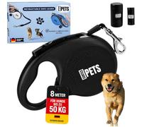 CORTES PETS Correa Perro Extensible 8m hasta 50 kg con Porta Bolsas - Correa retráctil Larga para Perros Grandes, medianos y pequeños - Retractable Dog Leash 8 m con Cuerda Flexi ble