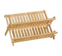 Cortesi Home Rella Natural Bamboo Folding Dish Rack for Drying and Storage 18"""" Brown
