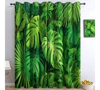 Cortina 140An x 160Al cm Cortinas Protección de la privacidad, Ahorro de energía Modernas Microfibra, Bonitas Cortinas Dormitorio Juvenil, para Sala Selva Tropical Plantas Denso Naturaleza Ecología