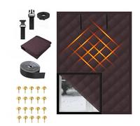 Cortina Aislante de Invierno Para Ventanas, Kit de Aislamiento Térmico Con Cinta Adhesiva Y Relleno De Algodón Para Dormitorio Sala Y Ventanas de Buhardillas(Marrón,60x140cm/23.6x55.1in)