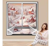 Cortina Aislante Magnética 101 x 101 cm Prueba Viento Impermeable Invierno, Aislante Acústico, Frio Transparente Cortinas Termica para Estar Balcón Sala, A