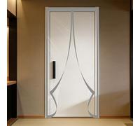 Cortina Aislante Magnética 107 x 270 cm Prueba Viento Impermeable Invierno Cortina de Puerta Aislante Térmica Cierre Automático para Balc, Garajes, Tiendas, Gris