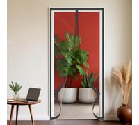 Cortina Aislante Magnética 116 x 248 cm Prueba Viento Impermeable Invierno Cubierta Magnética Térmica Cierre Automático para Sala Estar Cuarto Baño Balcón, Negro